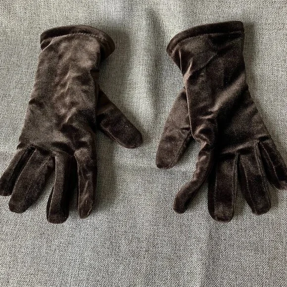Vintage Cejon Ladies Wrist Style Brown Velour/Velvet Thinsulate Gloves, One Size - Picture 2 of 6